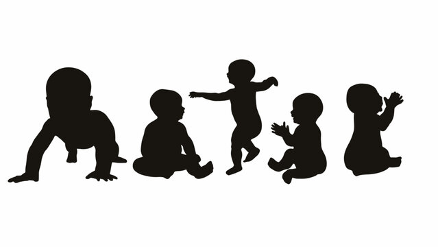 Silhouette of baby development stages.