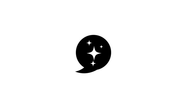 Minimal sparkling speech bubble icon representing chat, messaging, communication, AI assistant, digital conversation, customer support, social interaction, and modern chatbot technology