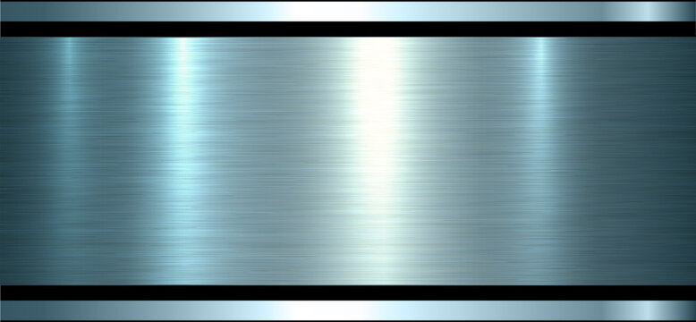 Blue metallic background with brushed metal texture pattern, industrial style 3d background.