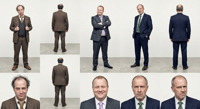Comparing diverse businessman characters presenting different personalities