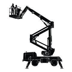 Articulating boom lift vehicle with operator platform for high elevation. © Arif