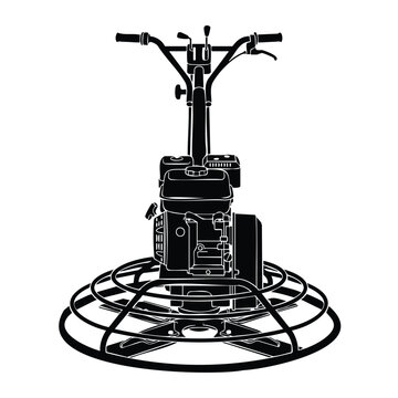 Gasoline powered concrete power trowel machine silhouette vector art.