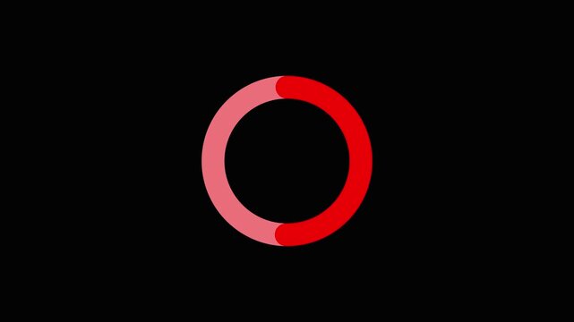 Red circular loading animation process indicator on black background for user interface design.