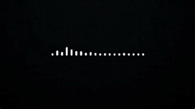 Abstract white sound wave equalizer bars on a black background representing audio visualization and digital sound technology