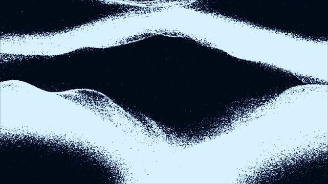 Abstract Grainy White Waves Flowing Seamlessly Minimalist Stippled Texture Animation High Contrast Motion Graphics Loop for Creative Backdrop and Visual Effects