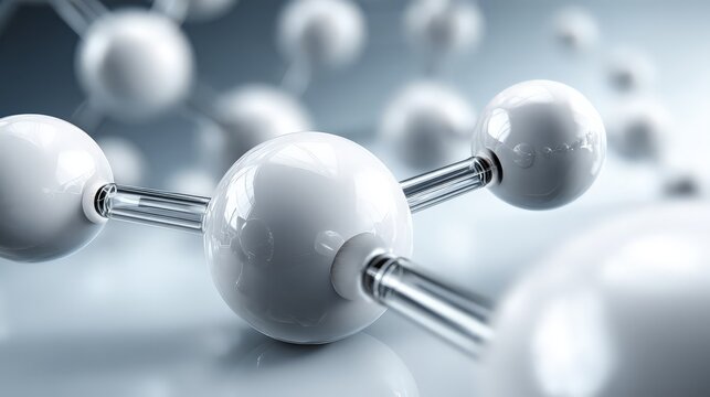 Abstract molecular structure with white atoms and rods. Healthcare medical technology patient care biotechnology health protection medical concept.
