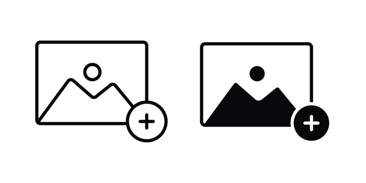Add photos icon vector design concept in black color