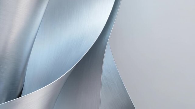 Abstract brushed metal curves with soft blue lighting and elegant reflections