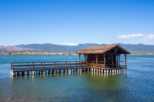 Traditional Pelada Fisherman Cabin on the Shores of Messolonghi Lagoon, Greece