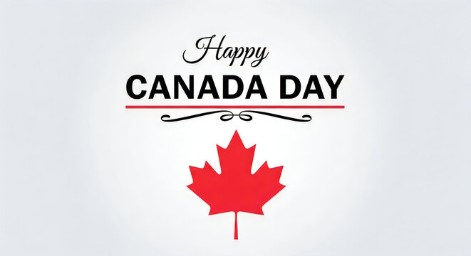 Canada Day greeting card with maple leaf
