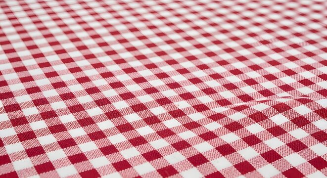 Classic red and white gingham check pattern fabric background