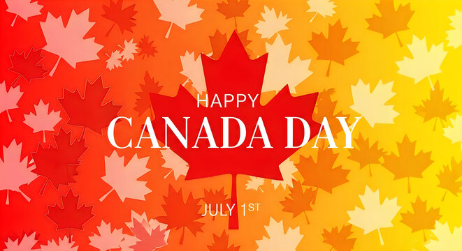 Happy Canada Day celebration background with maple leaves
