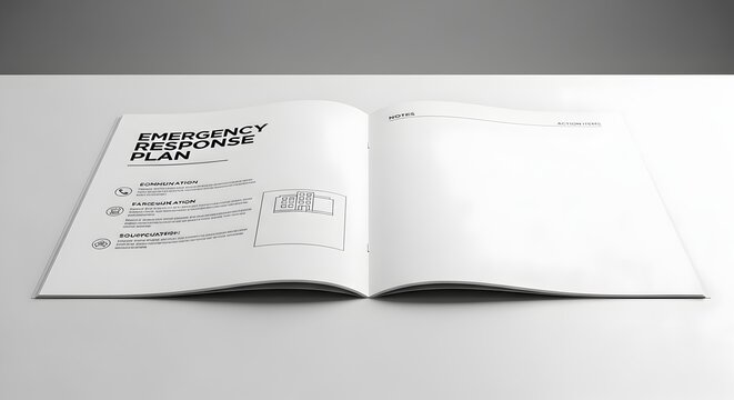 Emergency response plan document with icons and text