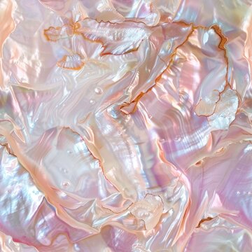Iridescent mother of pearl texture with delicate pink and gold hues