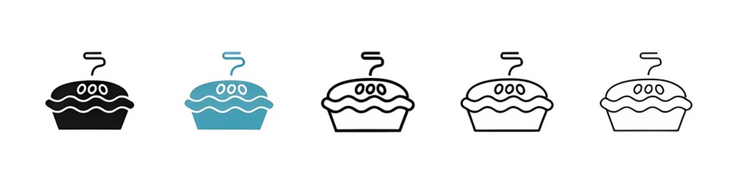 Pie line icon set. hot apple pie vector icon for UI designs. Thin line customizable illustration. Contour symbol. Vector isolated outline drawing. Editable stroke