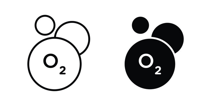 Oxygen O2 icon vector design concept in black color