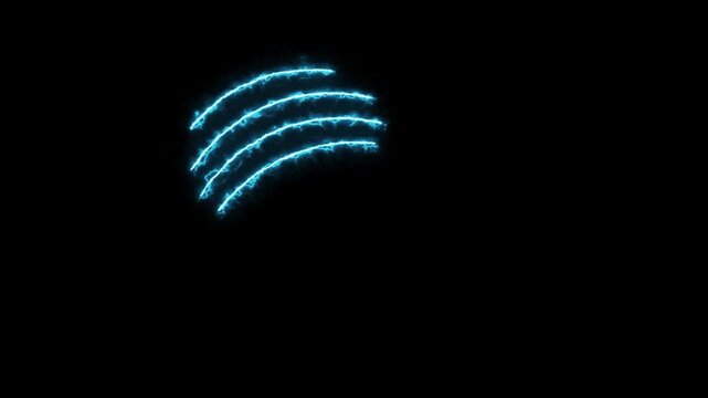 Neon blue animal claw marks glowing on black background with electric energy sparks effect.