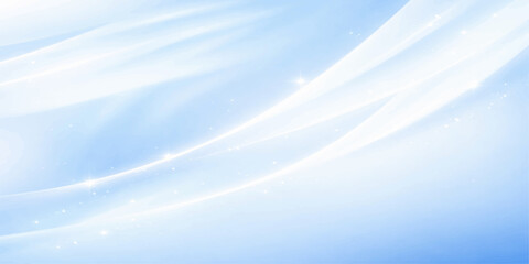 Abstract blue background featuring wispy white snowflakes and fluffy cumulus clouds drifting through a bright summer sky for a beautiful nature atmosphere © Kazim