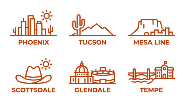 Arizona City Minimalist Icon Set for Travel and Design