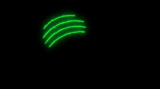 Abstract green neon glowing claw marks animation on black background.