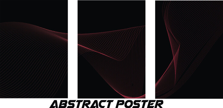 Abstract poster featuring fragmented red patterns and light streaks on a black background, vertical triptych arrangement