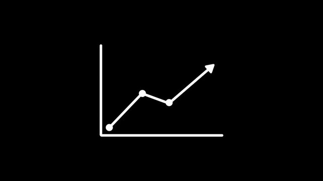 line business graph growth concept animation on black background, Simple Line Graph Animation Growth, simple business chart animation, with 4k video.