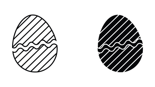 Black and white easter egg icons with stripes