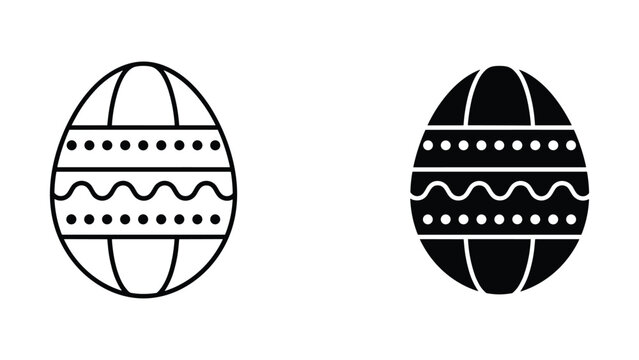 Black and white easter eggs icons