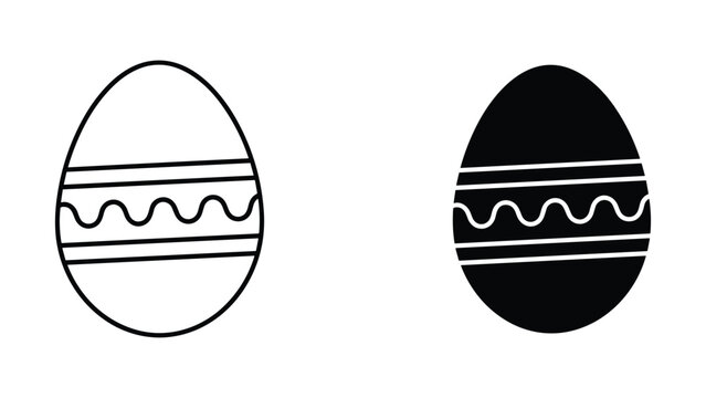 Black and white easter eggs with stripes and wavy lines