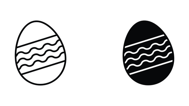 Black and white easter egg icons with wavy lines