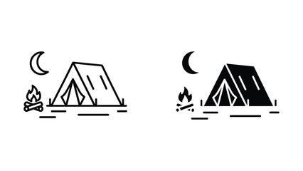 Camping tent and campfire at night © Fahima