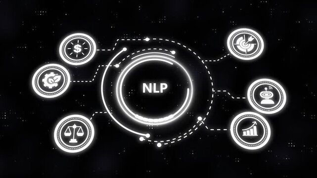 Nlp natural language processing concept with digital and network connection