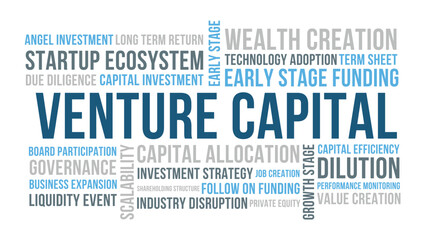 Fototapeta premium Venture Capital Word Cloud. Startup Funding and Venture Capital Investment Concept
