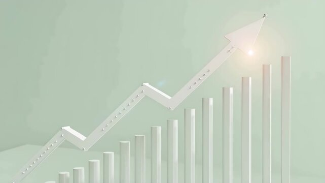 エコグリーン背景に白一色で構成したミニマル上昇チャート