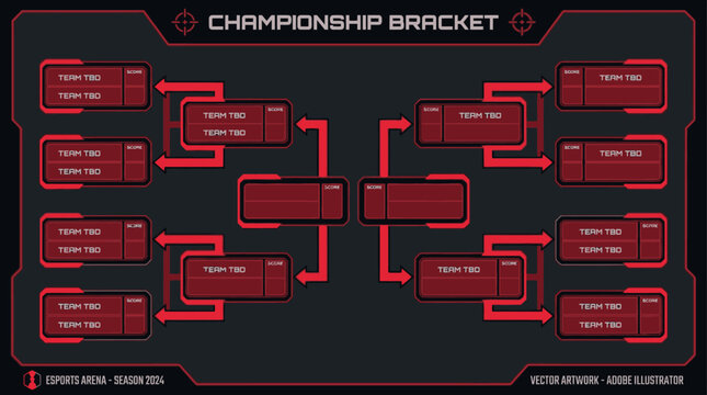 A tournament bracket displays a competition format with various matches.