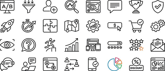 Business Marketing Icon Set With Analytics Strategy Sales Growth And Customer Engagement Symbols For Interface Design © RUKSANA