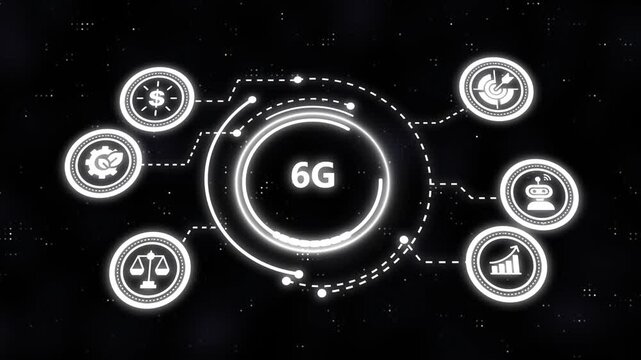 6 g network technology concept with digital and data connectivity hud