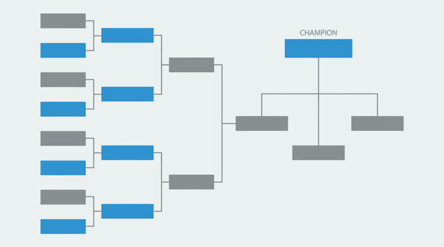 A tournament bracket diagram displays various competing teams or players in a structured format.