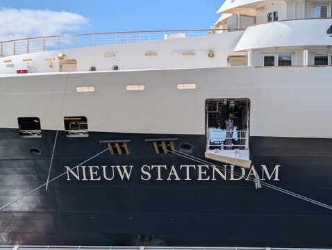 Liverpool Merseyside UK May 10 2026 Nieuw Statendam cruise ship moored at the City Of Liverpool Cruise Terminal on the river Mersey. A Netherlands flagged passenger cruise ship built in 2018 And has a