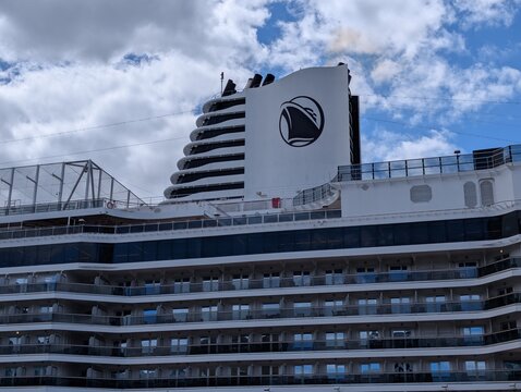 Liverpool Merseyside UK May 10 2026 Nieuw Statendam cruise ship moored at the City Of Liverpool Cruise Terminal on the river Mersey. A Netherlands flagged passenger cruise ship built in 2018 And has a
