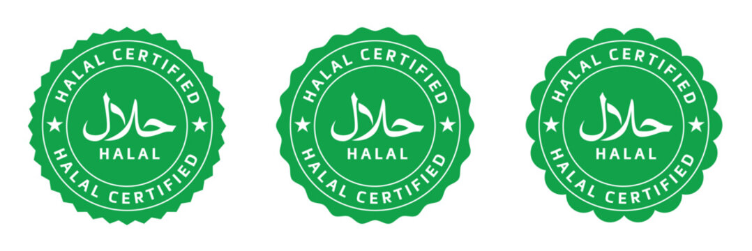 Green Halal Certified Logo and Stamp Set