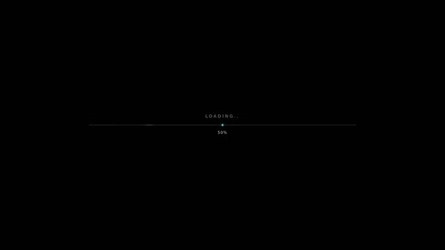 Loading progress bar showing a white line in the center of a black screen, with the word 'Loading' above and a smaller word below