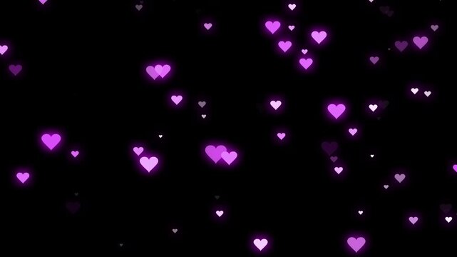Sparkle romantic heart shape glitter particle animation with glowing neon love trail, twinkling fairy dust, shining valentine stars, magical shimmer light overlay on black screen background 4K