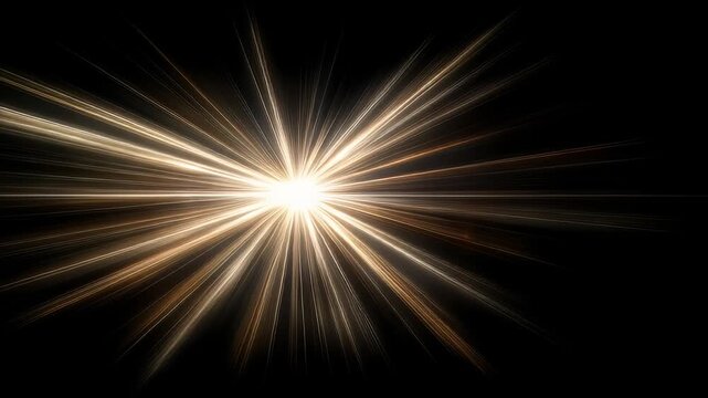 Golden Starburst with Horizontal Lens Flare on Black Background