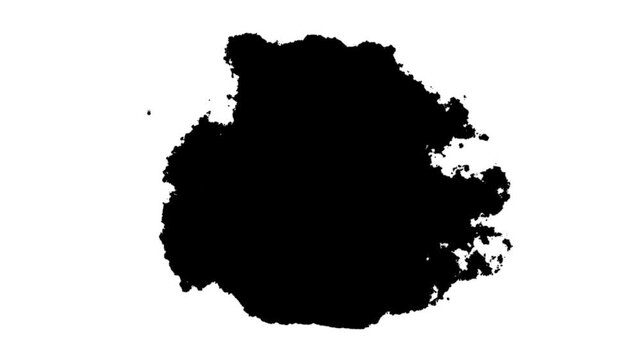 Black Ink Stain Spreading in Water Animation, with Organic Splash Texture and Alpha Channel Overlay, and Cinematic Intro Videos, for Cinematic Visual Effects and Artistic Video Production in Ultra 4K