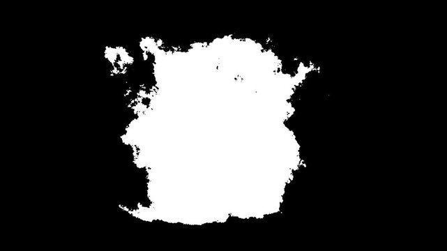 with Organic Ink Blot Spread and Alpha Channel Overlay on White Background in 4K UHD, Realistic Black Ink Splash Transition Animation, for Cinematic Titles, Ink Drops Transition on Black Background,
