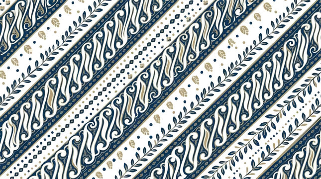Elegant Blue and White Halftone Batik Fabric Design