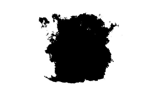 Animated black ink blot spreading white background, Black Ink Stream Splatter and Blot Reveal Animation with Dynamic Liquid Spread for Cinematic Openers Trailer Intros in 4K, paint animation video,