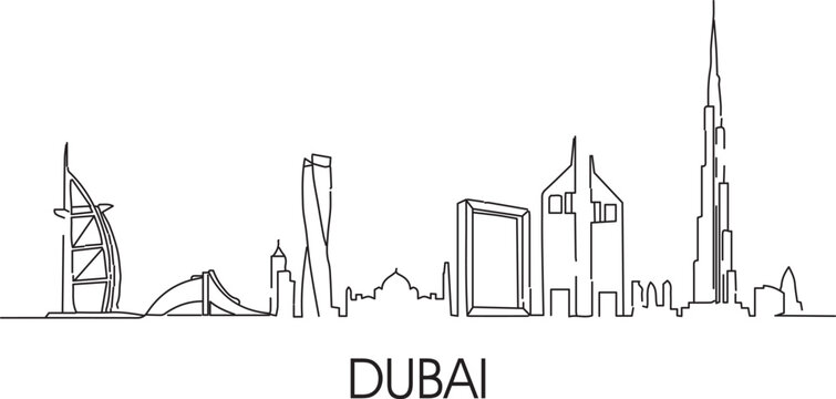 Minimalist outline of Dubai's iconic skyline