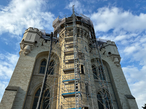 Porte de Hal under restoration in Brussels Belgium